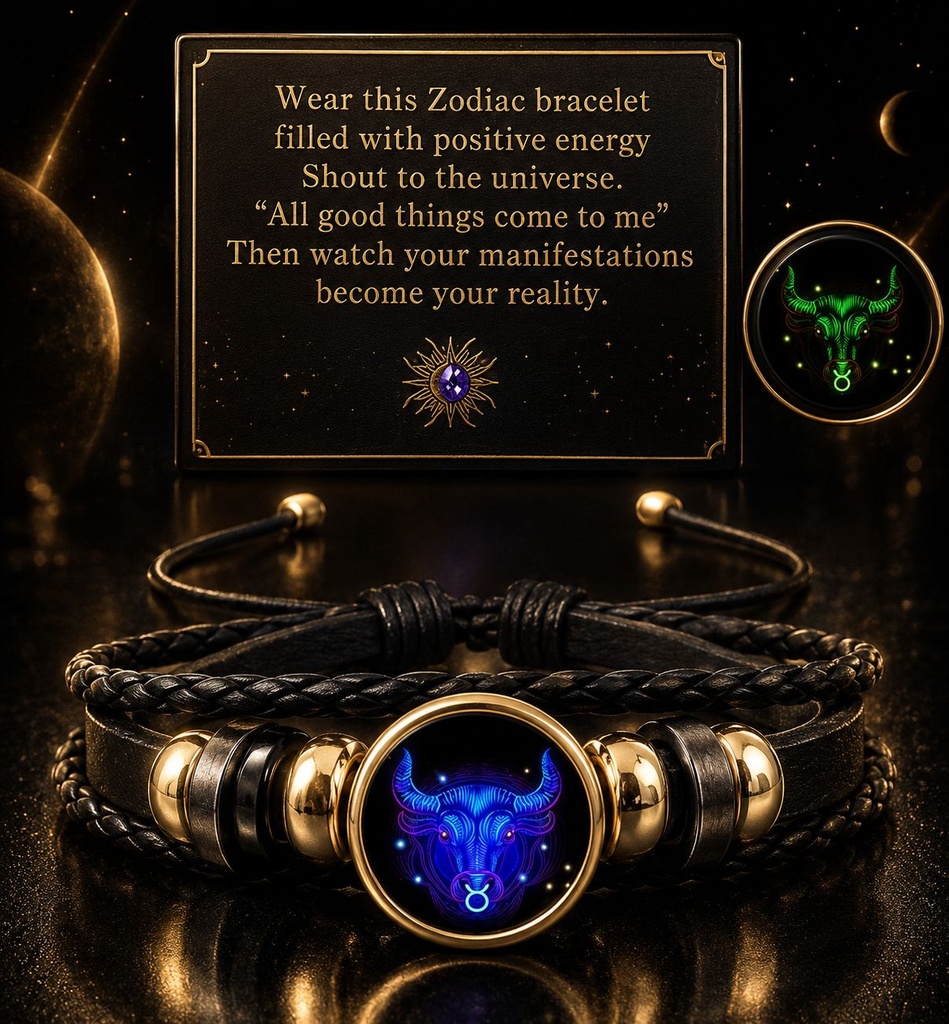 Maxwell Taurus Bracelet Zodiac onstellation Bracelet Zodiac Signs Guardian Fluorescent Woven Leather Bracelet for Women & Men, All age Jewelry Gifts(pack of 1)