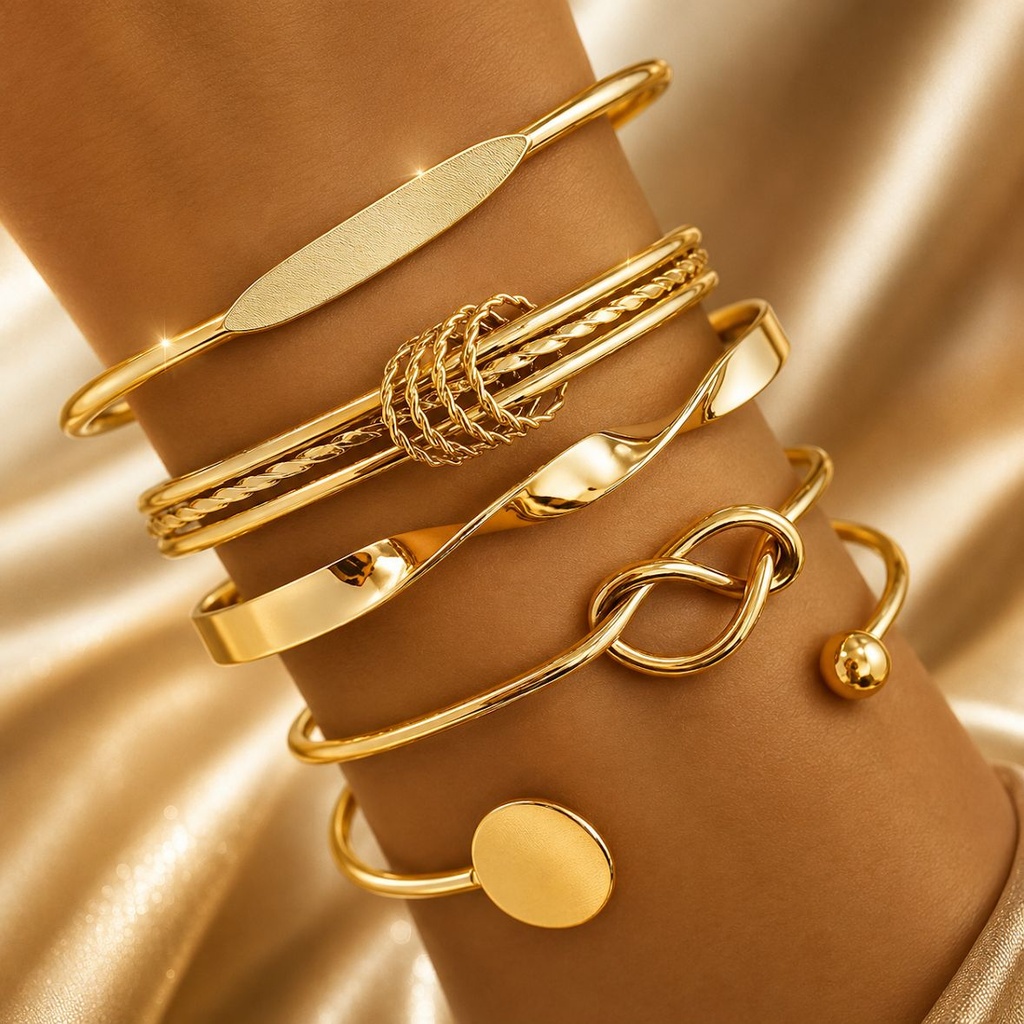 Bracelet For Women Twisted Gold-Plated Light Luxury Opening Bangle